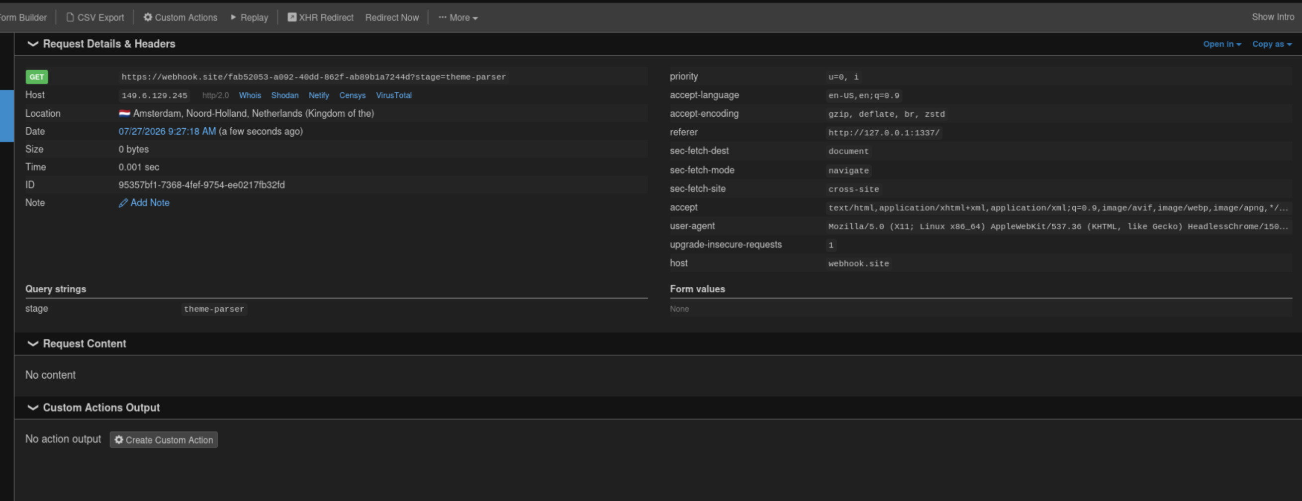 Webhook callback confirming parser differential exploitation